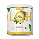 ALOHA Organic Plant Based Protein Powder, Stevia Free, Banana, 4.1 oz, 15 Servings
