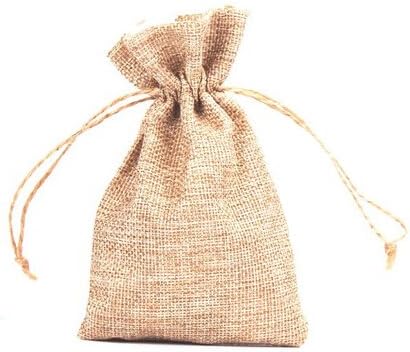 dreammadestudio 6x8 Inch Jute Burlap Hessian Drawstring Favor Gift Bags Jewelry Bag Rustic Wedding Party Decoration (100PCS)