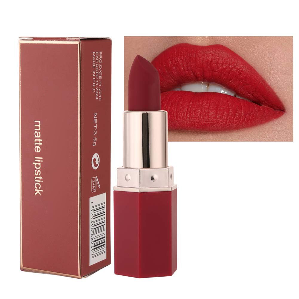 GL-Turelifes Matte Lipstick Velvety Red Lipsticks Waterproof Long Lasting Smoothing Non-stick Cup Sexy Colors Lipsticks (#04 Scarlet)