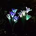 SW SAPPYWOON Outdoor Solar Flower Lights, 2 Packs Solar Garden Stake Lights with 8 Lily Flowers, Multi-Color Changing LED Solar Outdoor Garden Lights for Garden, Patio, Backyard (Purple and White)