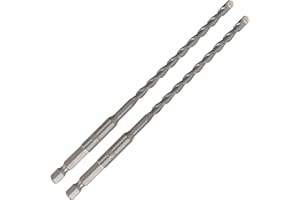 3/16 Inch Masonry Drill Bits (2 Pack - 6" Length Industrial Grade) Carbide Tipped Easily Cuts Through Concrete, Cement, Block
