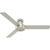Hunter 52 inch Indoor Ceiling Fan No Light - Modern Ceiling Fan without Light, 3 Blades, Low Profile Mount, For Bedroom, Livi