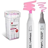 KINGART PRO Double-Ended Alcohol Ink Art Markers, 12 BRIGHT FLORAL Colors, Fine Point & Chisel Tips, Permanent with Superior Blendability, Includes Plastic Case, 12 Pc.