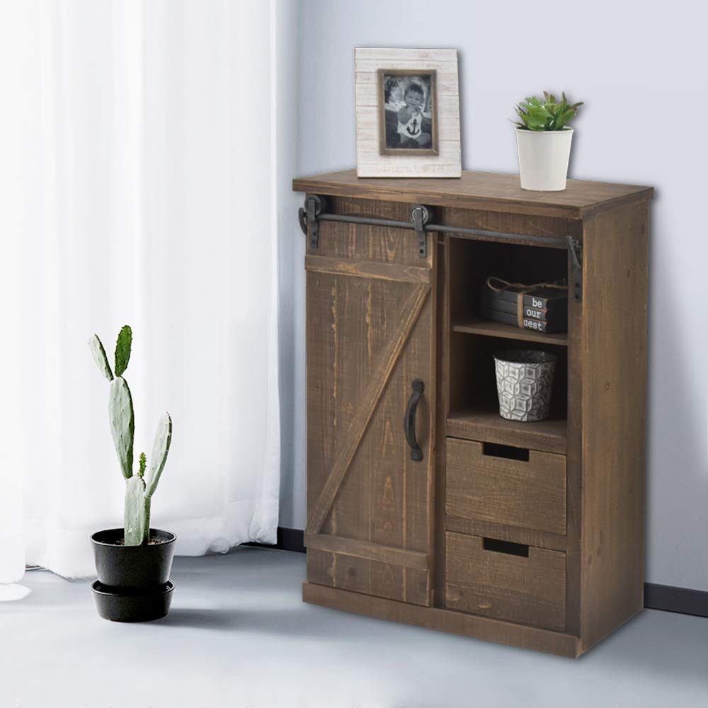 Buy Bonnlo 32" H Rustic Solid Wood Storage with Sliding Barn