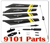 Yellow Double Horse 9101 RC Helicopter Quick Wear Spare Parts Set(balance bar/connect buckle/main blade grip set/bottom fan clip/inner shaft/Tail Rotor/Main Blades Set)