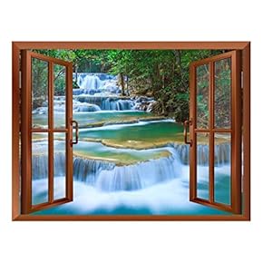 Cascading Waterfalls in Tropical Forest Removable Wall Sticker/Wall Mural - 24"x32"