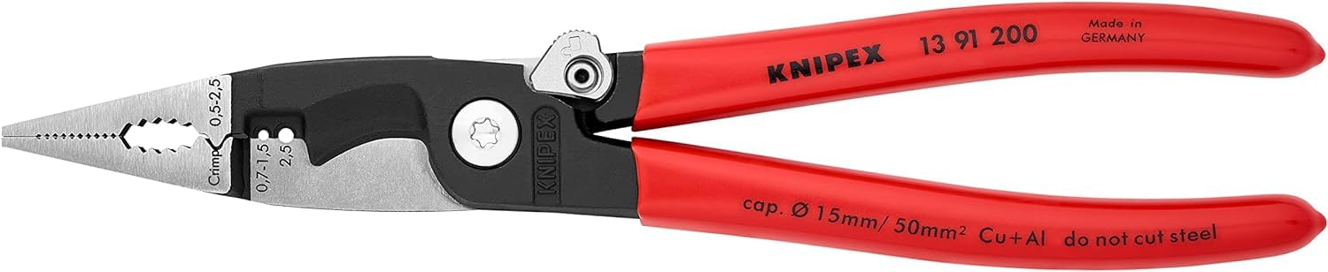 KNIPEX Pliers for Electrical Installation Self-Service Card with Plastic Coating 200 mm, 13 91 200 SB