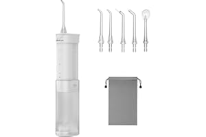 WellLeo Mini Water Flosser for Teeth,Travel Dental Flosser Picks, Portable Oral Irrigator with Telescopic Water Tank, 5 Modes IPX7 Waterproof Tooth Flosser for Brace, Sensitive Teeth, with Storage Bag