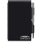 Metal Small Notebook, Mini Notepad, Small Pocket Notepad Aluminum Note Case with Mini Metal Pen and 60-Page Sheets - Memo Books Note Pads, Solid Black