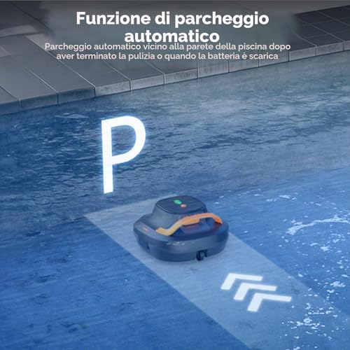 CoasTeering Robot Pool Battery, 200 Min Autonomy, 5200 mAh, Suction 140 L/Min, for Salt & Fresh Water, 2 Brushless Motors, Automatic Cleaner for Pools up to 120 m²