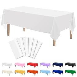 Kopokita 6PCS White Plastic Tablecloths 54 x 108