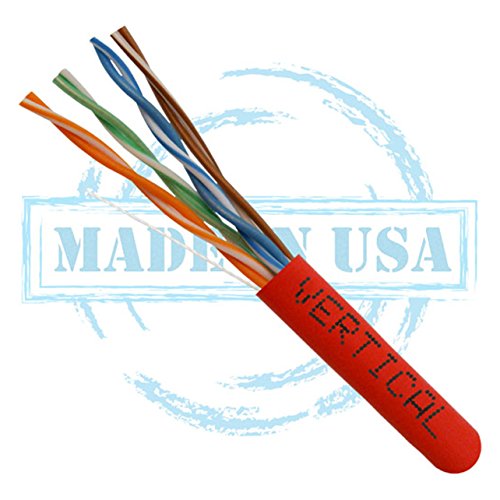 CAT5E 350Mhz Ethernet Cable Plenum Rated - Made In USA - Red