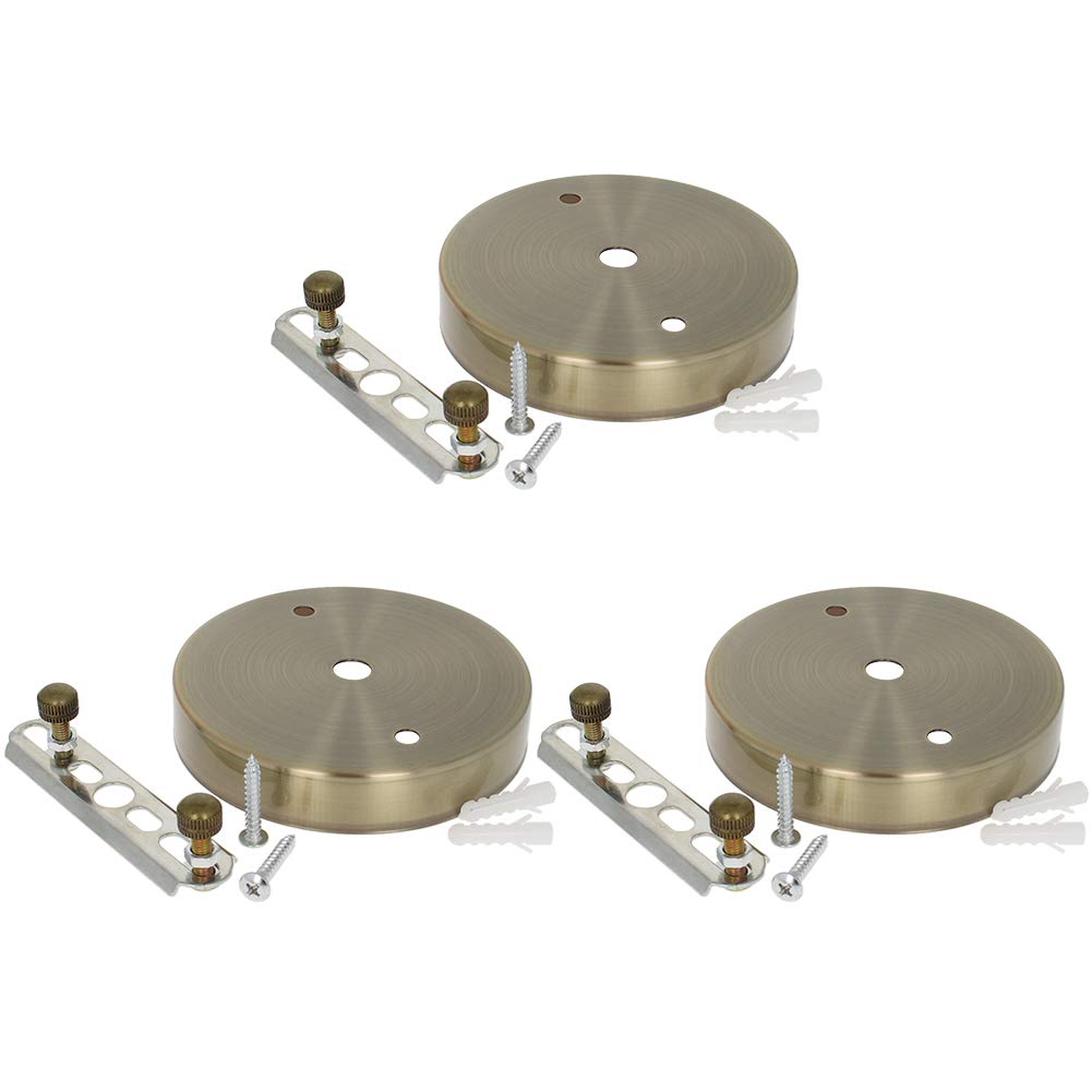 Othmro Pendant Light Fitting, Ceiling Rose Light Holder 3.94"/10cm Dia, Ceiling Pendant Plate Holder for Hanging Lamps and Lanterns - Antique Bronze 3pcs
