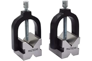 PRAZTECH® Hardened Precision Engineers V Block Clamps Set 45mm x 41mm x 36mm - Vee Blocks Matched Pair | 1 5/8" Wide | Clamping Workholding DIY Tool