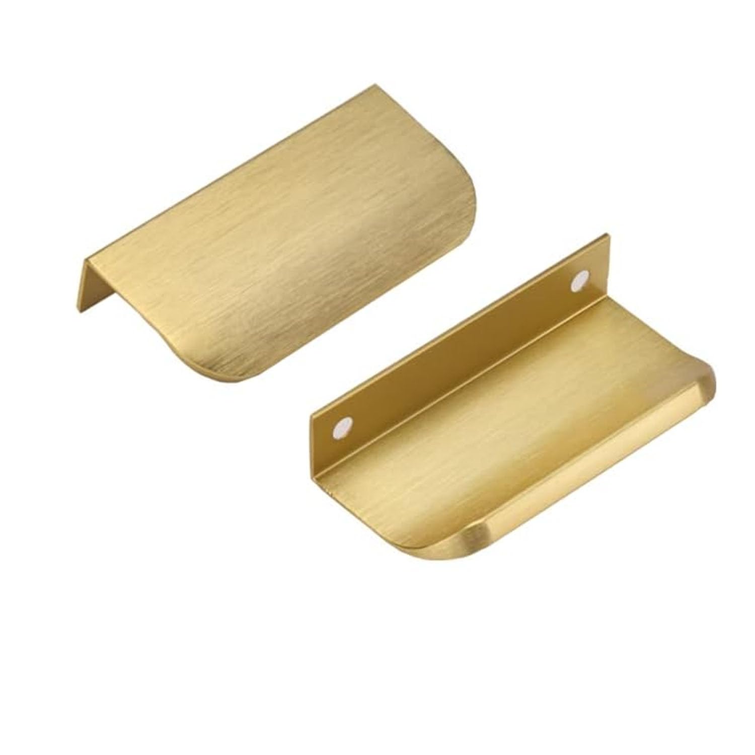 Ndjiloik Pack of 10 Hidden Door Handles, Cabinet Handles, Furniture Handles, Aluminium Alloy for Wardrobe, Door, Drawers, Gold, Total Length 80 mm