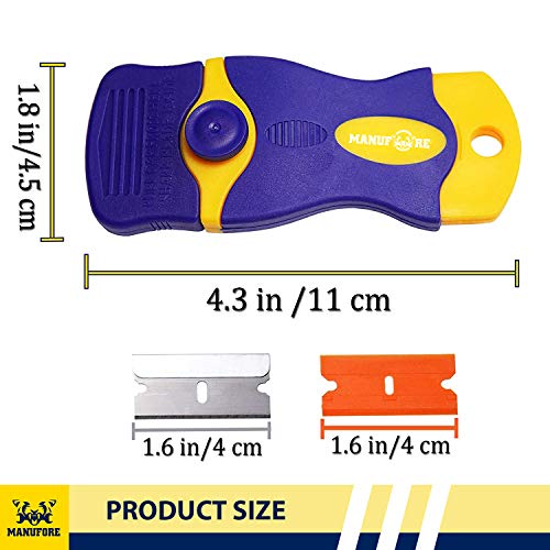 MANUFORE Portable MultiPurpose Razor Blade Scraper for Cleaning Glass