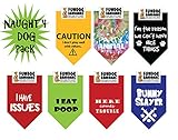 7 PACK BANDANAS - Naughty Dog Pack, One Size Fits Most for Medium to Large Dogs