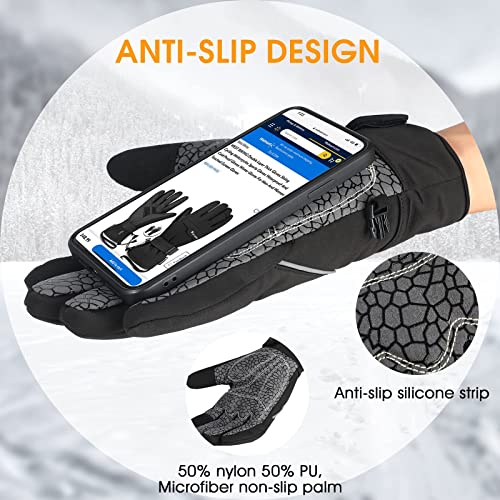 HONGYEA Fahrradhandschuhe Herren Damen - Winter Warme Handschuhe wasserdichte Touchscreen Sporthandschuhe,Thermo Fleece Winddichte Laufhandschuhe MTB Reithandschuhe Motorradhandschuhe