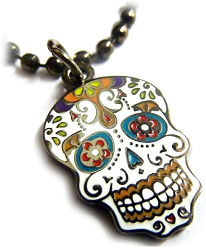 Cultural Collectibles Day of The Dead Dia De Los Muertos Skull Mask Pendant Necklace w/Chain