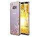 Galaxy S8 Case, LONTECT Floral Butterfly Graden Design Pattern with Bling Diamond Clear Soft TPU Gel Slim Back Case Cover for Samsung Galaxy Galaxy S8 - Gold