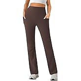 SEAJOJO Womens High Waist Yoga Pants Stretchy Casual Trousers Straight Leg Pull On Side Pockets