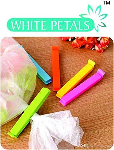 White Petals - Plastic Food Snack Bag Pouch Clip Sealer, Multi-color