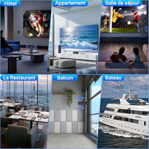 2026 Antenne TV Intérieure Puissante, 460+KM Antenne TV Intérieur avec Amplificateur à Haut Gain, Réception 360°, Fixation Magnétique, Compatible with TV Intelligentes et Anciennes 4K/1080P