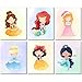Princess Kids Wall Decor - Belle Ariel Cinderella Snow White Jasmine Aurora Set of 6 Cute Art (8 inches x 10 inches) Prints