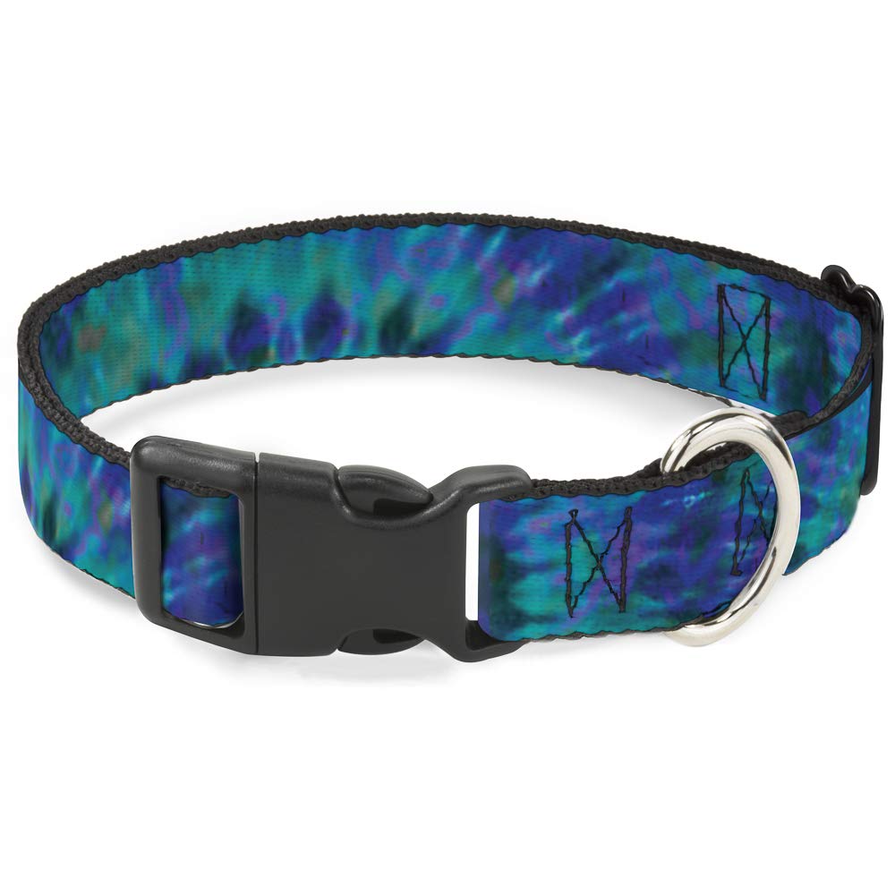 Buckle Down Plastic Clip Collar - Tie Dye Green/Blue/Purple - 1" Wide - Fits 15-26" Neck - Large — image 1