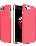 TOZO for iPhone 7 Plus / iPhone 8 Plus Case, ARMOR Series Football Pattern Texture Soft Touch Anti-Slip Grip [Shock Proof] Ultra Rugged Dual Layer Protect Case [Gray+Pink]
