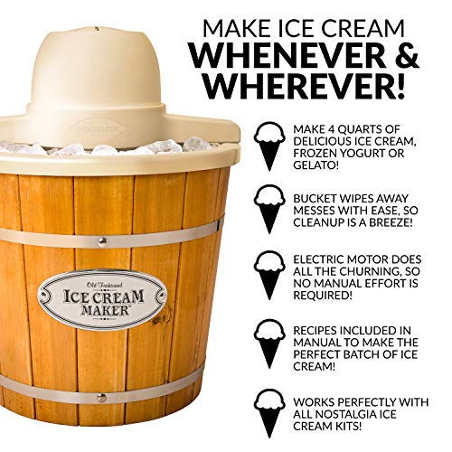 Nostalgia Electric Ice Cream Maker, Old Fashioned Bucket Style Ice