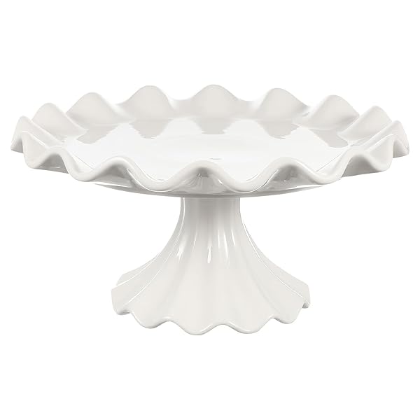 PRETYZOOM CERAMIC CAKE STAND 9.45 INCH WAVY EDGE...