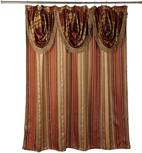 TAKESHOWER Popular Bath Contempo Spice 70 x 72 Fabric Bathroom Shower Curtain w/ Valence