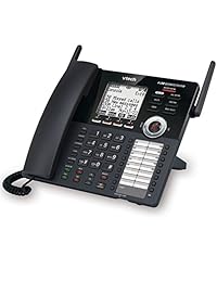 VTech Sistema de teléfono de oficina de 4 líneas ampliable con máquina de contestar, Intercom, asistente automático y música en soporte