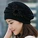 Tuscom Fashion Womens Flower Knit Crochet Beanie Hat Winter Warm Cap Beret (Black)