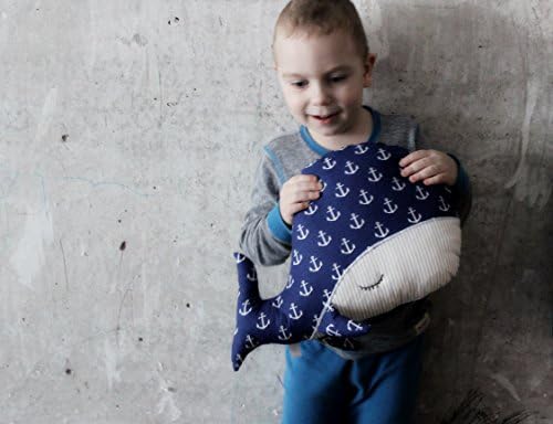 Sleepy whale pillow nursery decor 10x15' primitive stuffed animal toy nautical nursery boho bohemian travel pillow navy blue white anchors