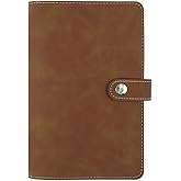 CALFOVERA Travel Notebook Binder Refillable Journal Cover Protector with Dividers Pockets A6 PU Leather Soft Cover Folder 6 Ring Loose Leaf Planner Binder for Meeting Filler Paper Cash (Camel)