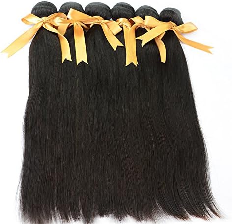 SINA Hair 10 Bundles of Virgin Hair 16 Human Hair 100% RAW Virgin Brazilian Remy Human Hair Extensions Straight Hair Weave Weft Bundle #1B Natural Natural Color
