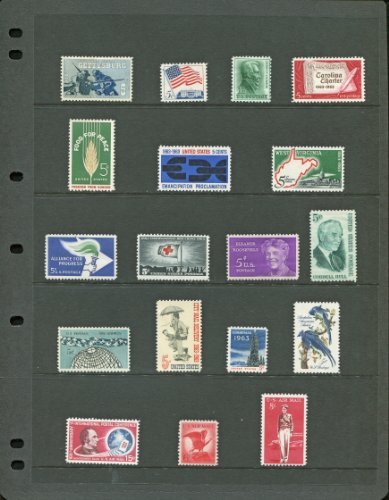 COMPLETE MINT SET OF POSTAGE STAMPS ISSUED IN THE YEAR 1963 BY THE U.S. POST OFFICE DEPT. (Total 18 stamps)