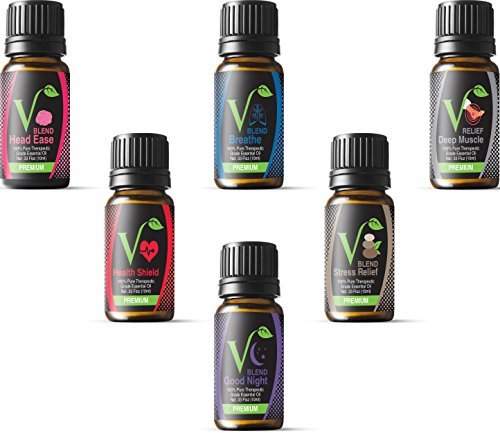 Top 8 Aromatherapy Essential Oil Starter Set- Peppermint, Tea Tree, Rosemary, Orange, Lemongrass, Lavender, Eucalyptus & Frankincense.8/10ml
