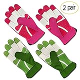 All-Season Leather Gardening Gloves - PROMEDIX - Garden Gloves With Pig Split Leather, Suitable For Thorny Rose Pruning and Yard Work, 2 Pair (S/7, Pink + Green)