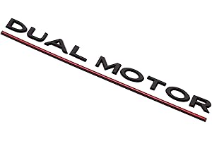 KEIVIWO Dual Motor Emblem Sticker for Tesla Model 3 Model Y, ABS Underline Badge Letters Sticker for Car Rear Trunk Compatible with Tesla Model 3/Y/S/X Decals Decorative Accessories (Matte BlackRed)