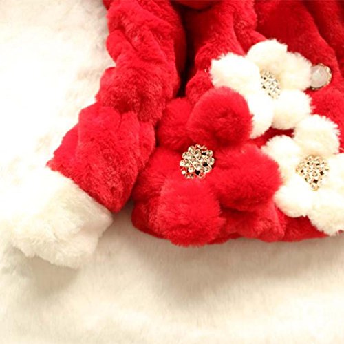 ZLOLIA Baby Clothes Winter Girls Kids 0-2 Year Toddler Flower Outwear Warm Jacket Snowsuit (80, Red)