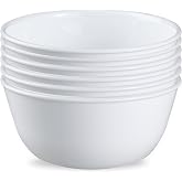 Corelle Vitrelle 28-oz Soup/Cereal Bowls Set of 6 Chip &amp; Crack Resistant Dinnerware Bowls for Soup, Ramen, Cereal and More, Triple Layer Glass, Winter Frost White