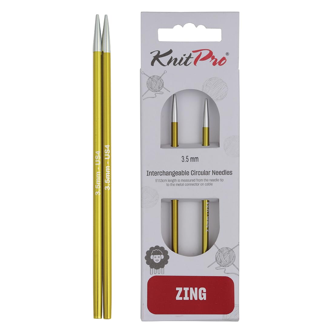 KnitPro Zing Interchangeable Circular Needles 4" (10cm) | 3.50mm — image 1