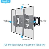 Lumsing Dual Articulating Arm Full Motion TV Wall Mount Bracket Tilt Swivel for 27-70 Inch TV LED LCD Plasma Flat Screen Monitor VESA 600X400mm by Lumsing