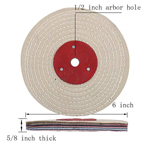 6" Buffing Polishing Wheels Grit Soft (30 Ply) Grit Fine (50 Ply