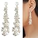 Waterfall Earrings-UltraSparkling Long Pearl earrings with Diamonds-Super Beautiful