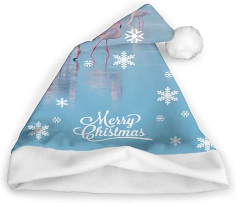 pink and blue santa hats