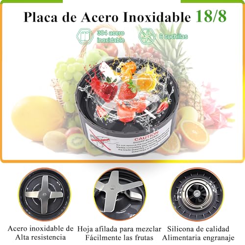 17 Piezas Repuesto para Nutribullet, con Aspas Nutribullet Original, 32oz 24oz 18oz Vaso Nutribullet Original y Junta de Goma, Tapón Sellador, Compatibles con Licuadora Nutribullet Original 600W/900W